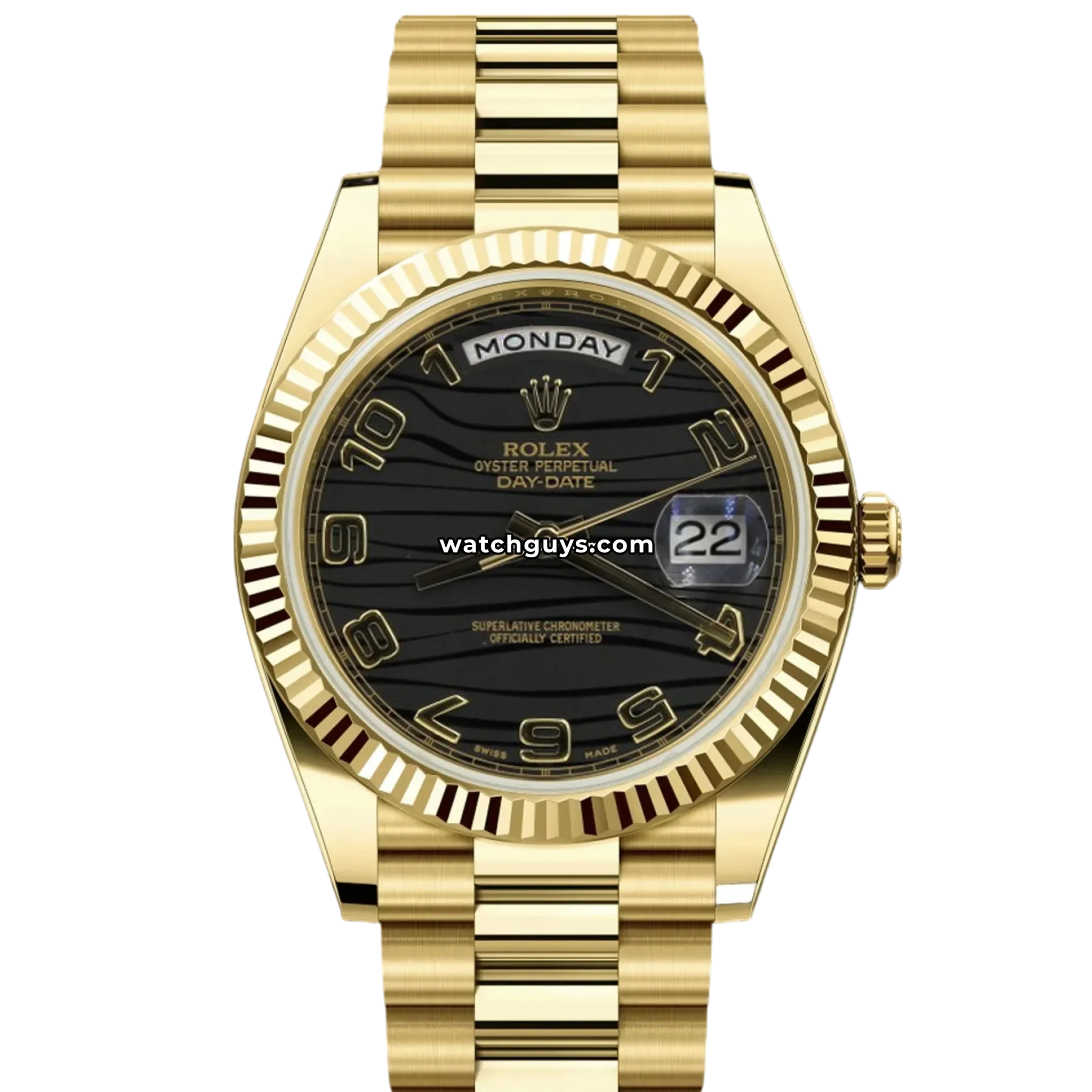 Rolex Day-Date 218238 Black Wave Motif Arabic