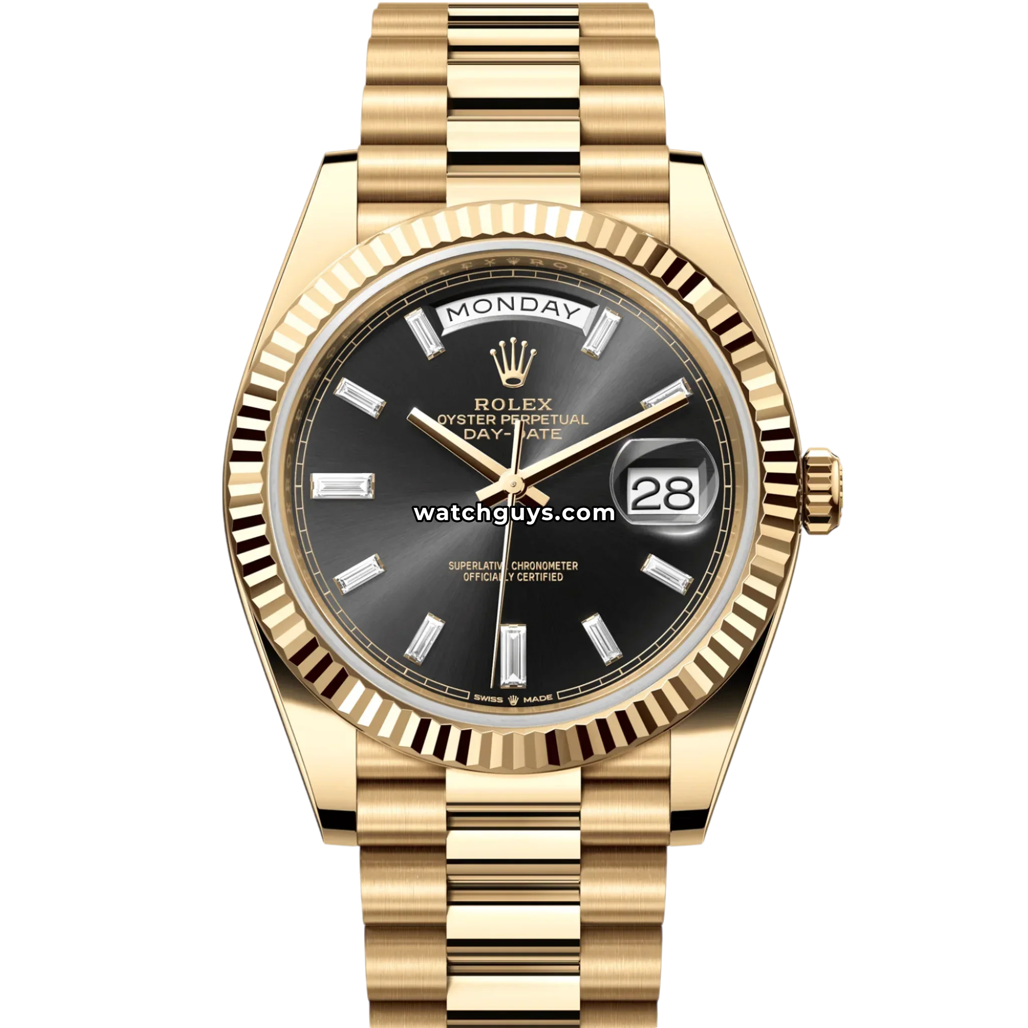 Rolex Day-Date 228238 Black Diamond Baguette