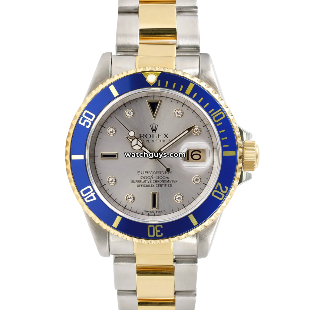 Rolex Submariner 16613 Silver Serti Dial