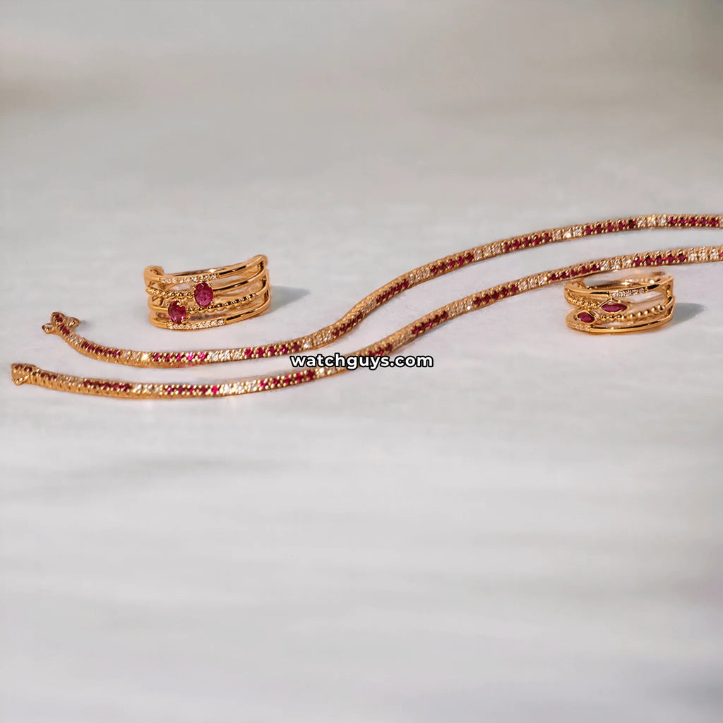 Ruby and Diamond Tennis Bracelet 1.65 Carat TW 14k Yellow Gold