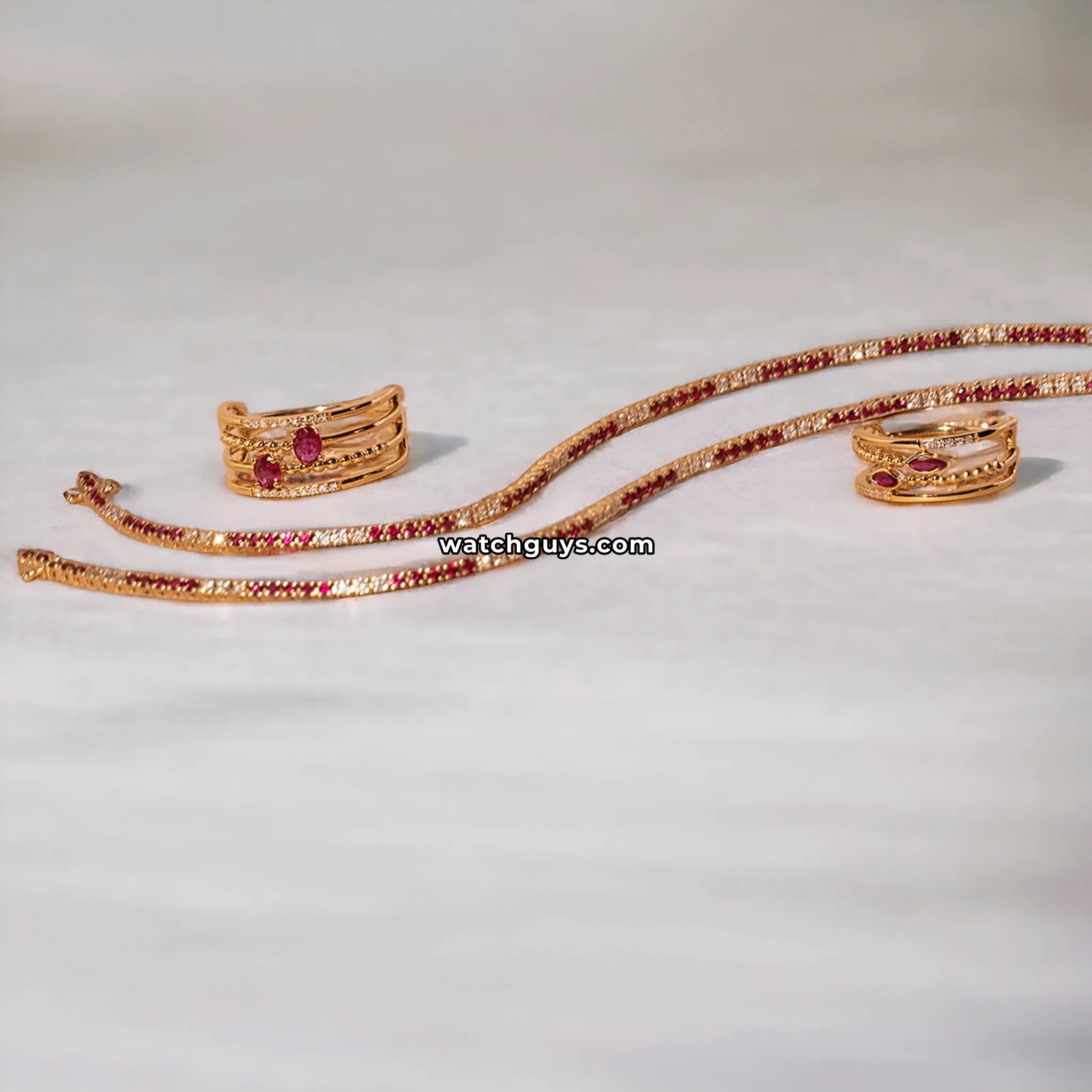 Ruby and Diamond Tennis Bracelet 1.65 Carat TW 14k Yellow Gold