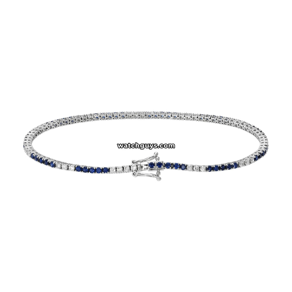 Sapphire and Diamond Tennis Bracelet 2.25 Carat TW 14k White Gold