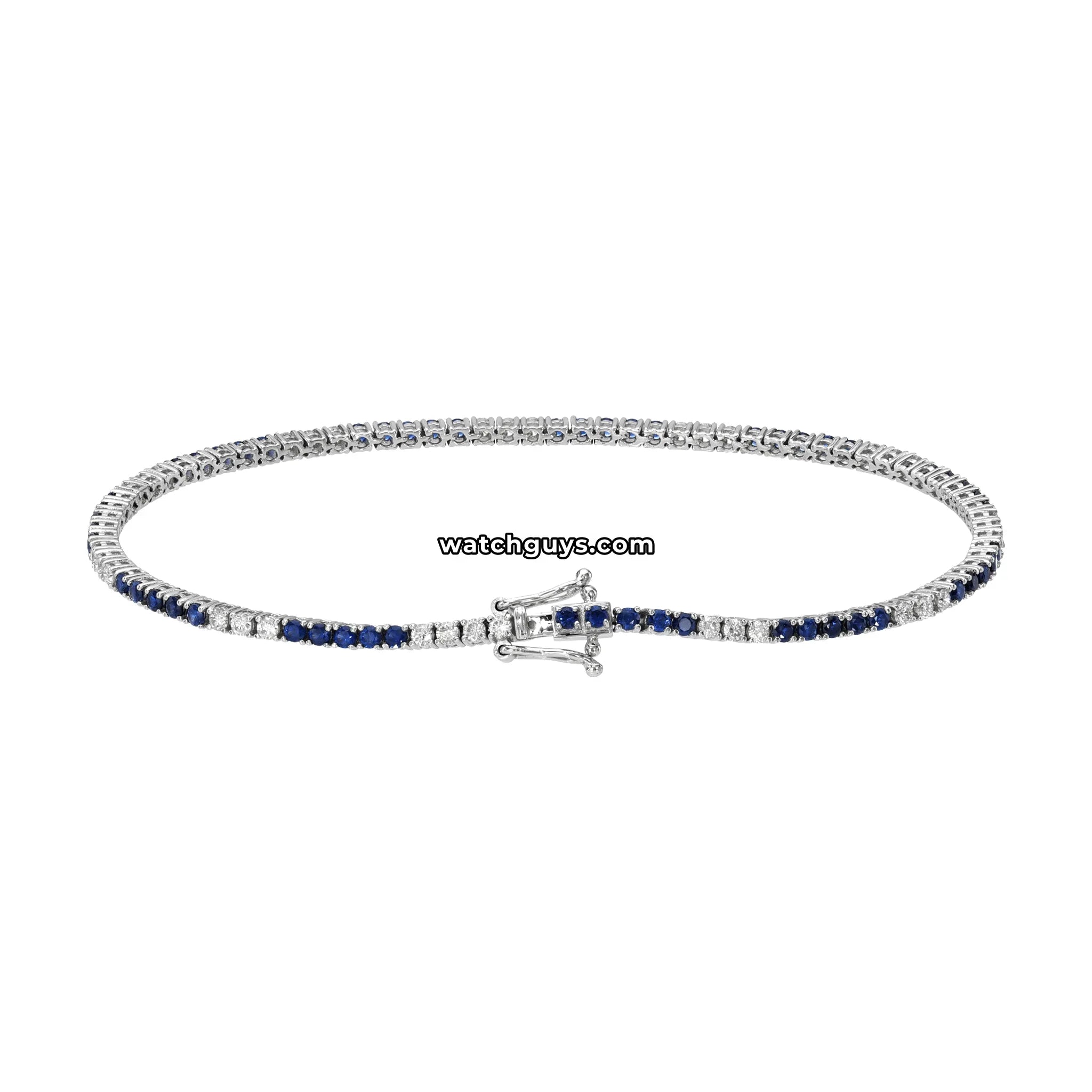 Sapphire and Diamond Tennis Bracelet 2.25 Carat TW 14k White Gold