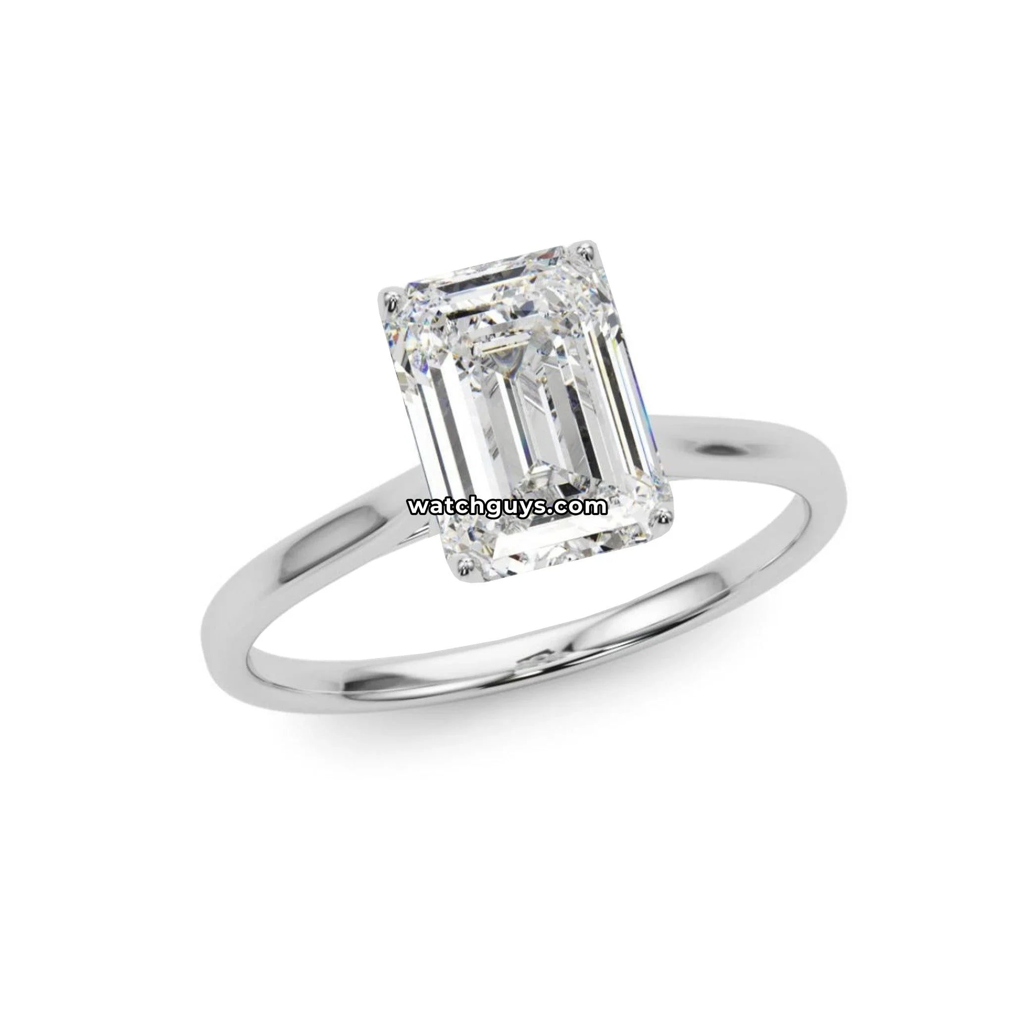 Solitaire Emerald Cut Diamond Engagement Ring 1.71 Carat 14K White Gold GIA Certified
